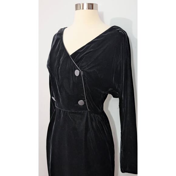 Black Rayon Velvet with Faux Button Up - Picture 6 of 7